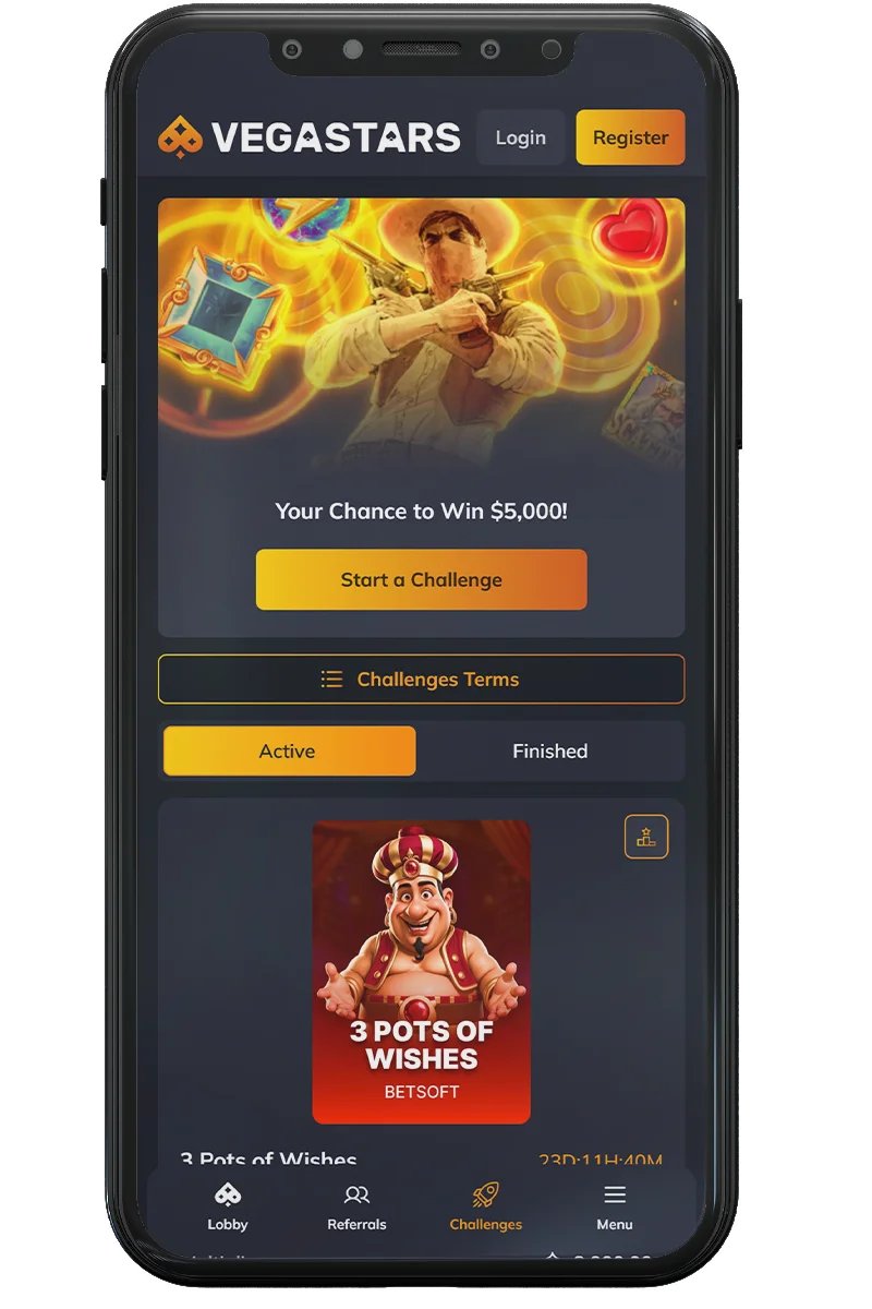 Screenshot of an online casino on a mobile phone